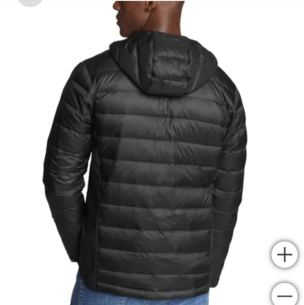 Eddie Bauer Men's Black DownPuffer Jacket with Hood Winter - Picture 2 of 6